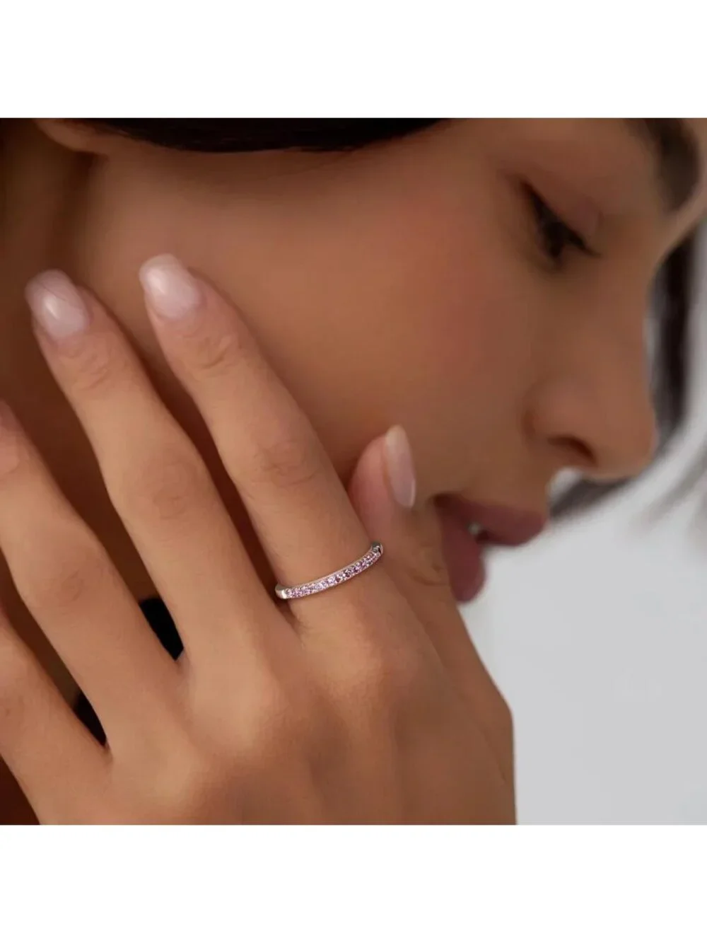 925 Sterling Silver Birthstone Stackable Rings for Women - Half Eternity Wedding